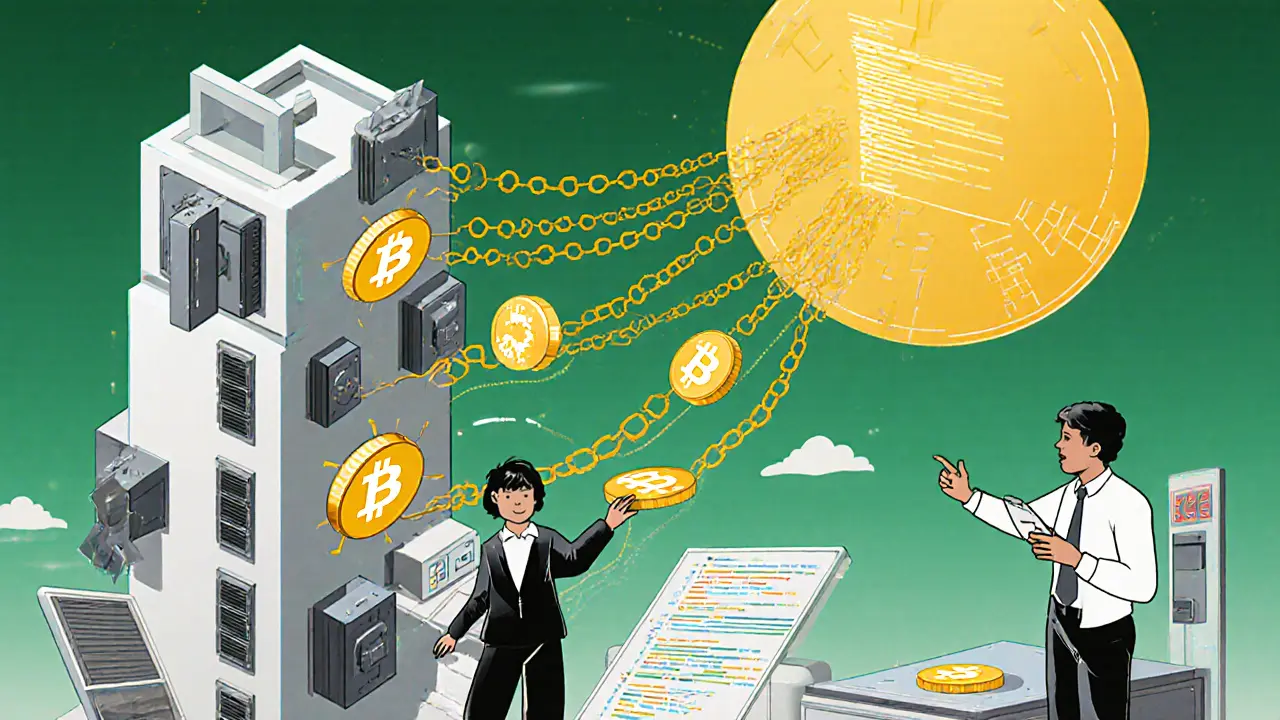 Nigeria&#039;s tower built of crypto nodes and bank vaults, with Bitcoin flows rising as gray-list chains break apart.