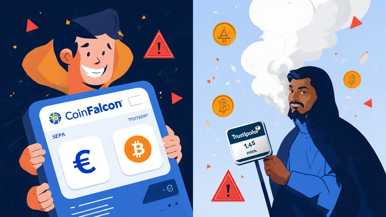 Split scene: happy euro deposit on one side, tokens vanishing on the other.