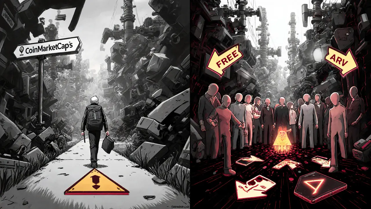 Two paths in a crypto jungle: one safe with verified logos, the other leading to a pit of drained wallets and phishing links.