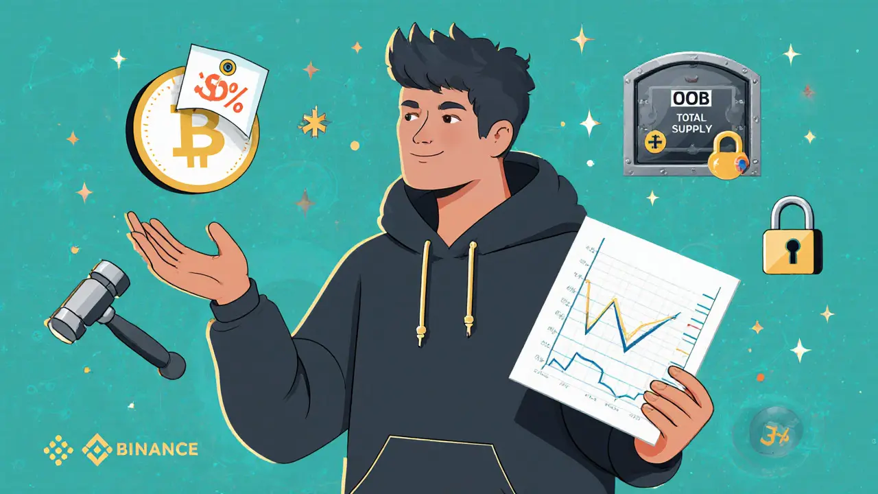 User holding BIT token surrounded by utility icons like voting ballot and discount tag.