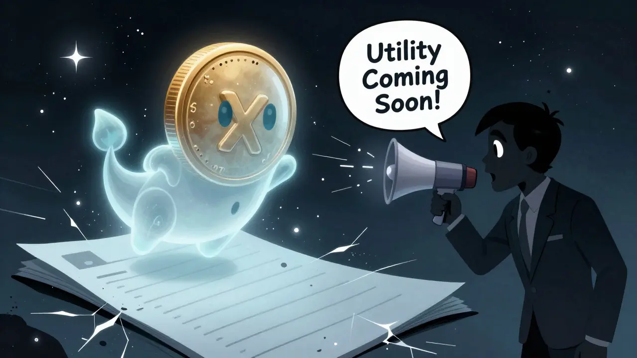 A ghostly BDX token hovers over an empty ledger with only 477 tiny wallet dots scattered like dead stars.