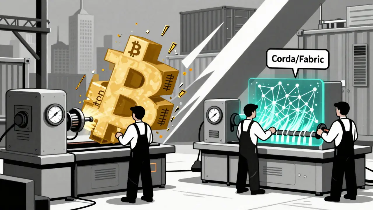 Factory scene with two machines: one slow and energy-heavy, the other fast and efficient, Constructivist style.