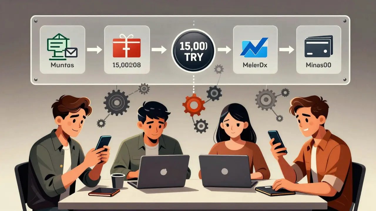 A family splits crypto purchases across devices to bypass Turkey's 15,000 TRY transaction limit.