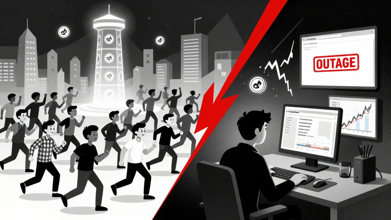 Community of Shiba Inu holders staking tokens versus a lone trader losing money on Solana DEX