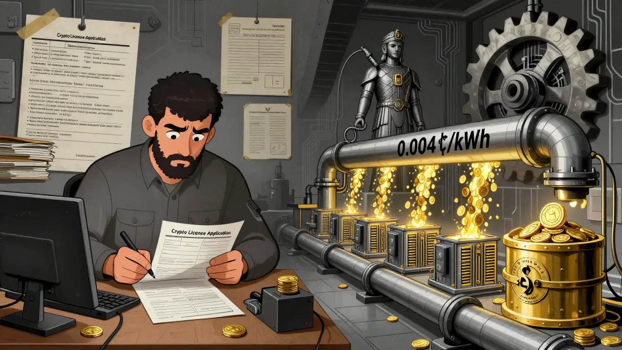 Private miner struggling with bureaucracy vs. IRGC mining farm with subsidized power and gold coins flowing to the state.