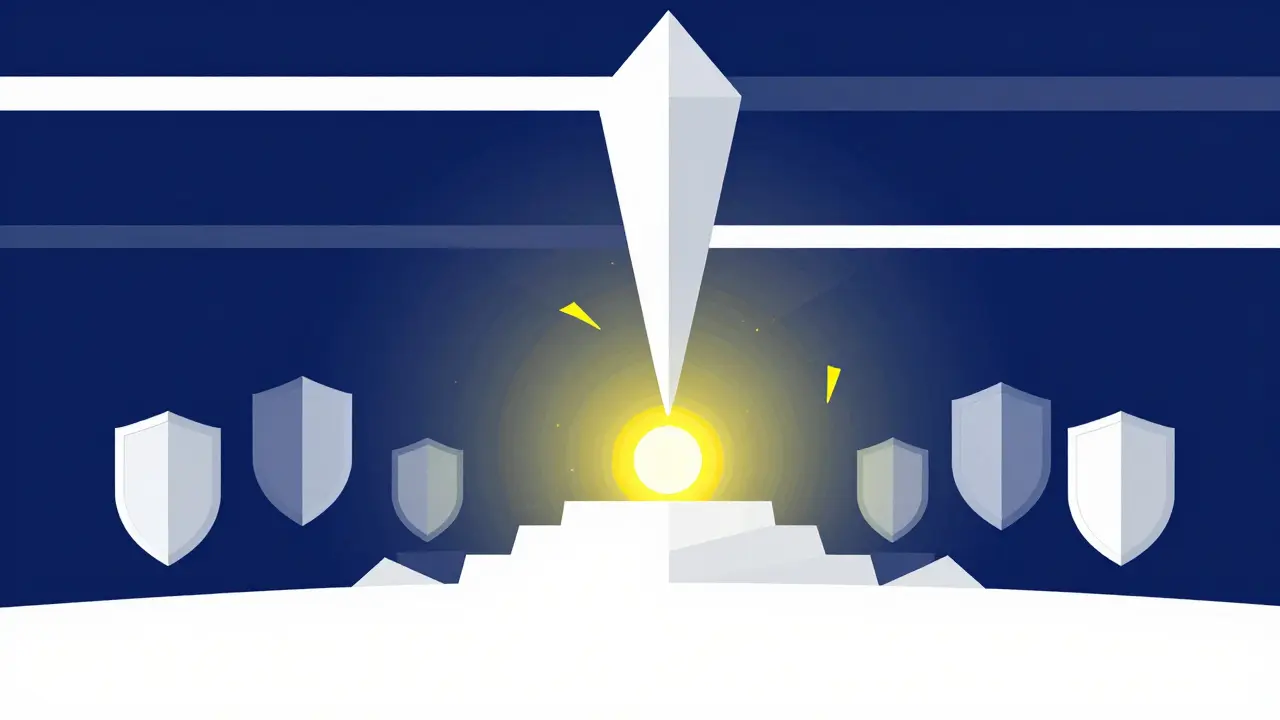 Abstract mainnet portal with security shields