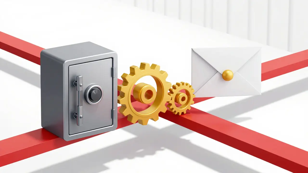 Abstract geometric wallets and golden gears representing crypto security and infrastructure