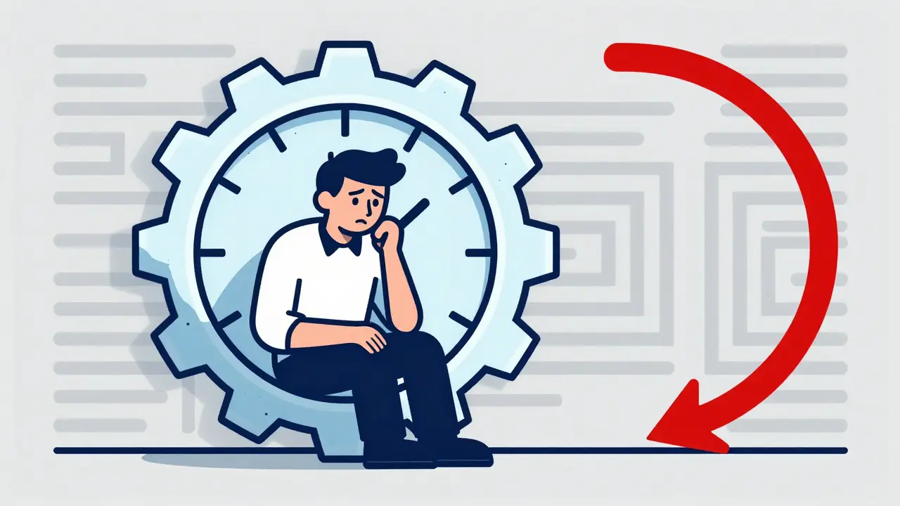 Stylized person waiting by a frozen clock, depicting slow customer support in a Constructivist style.