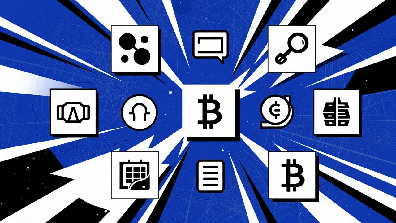 Abstract constructivist art showing volatile crypto market trends and financial utilities.