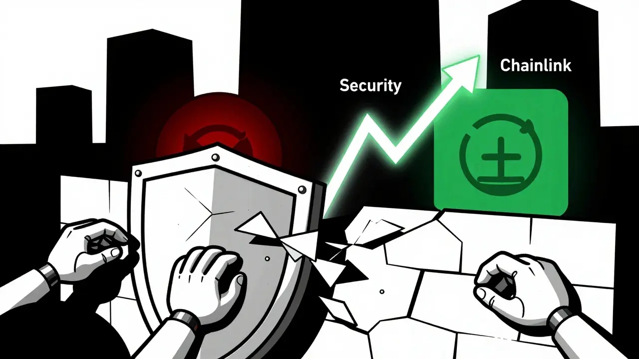 Abstract depiction of security repairs and risk management in DeFi lending.