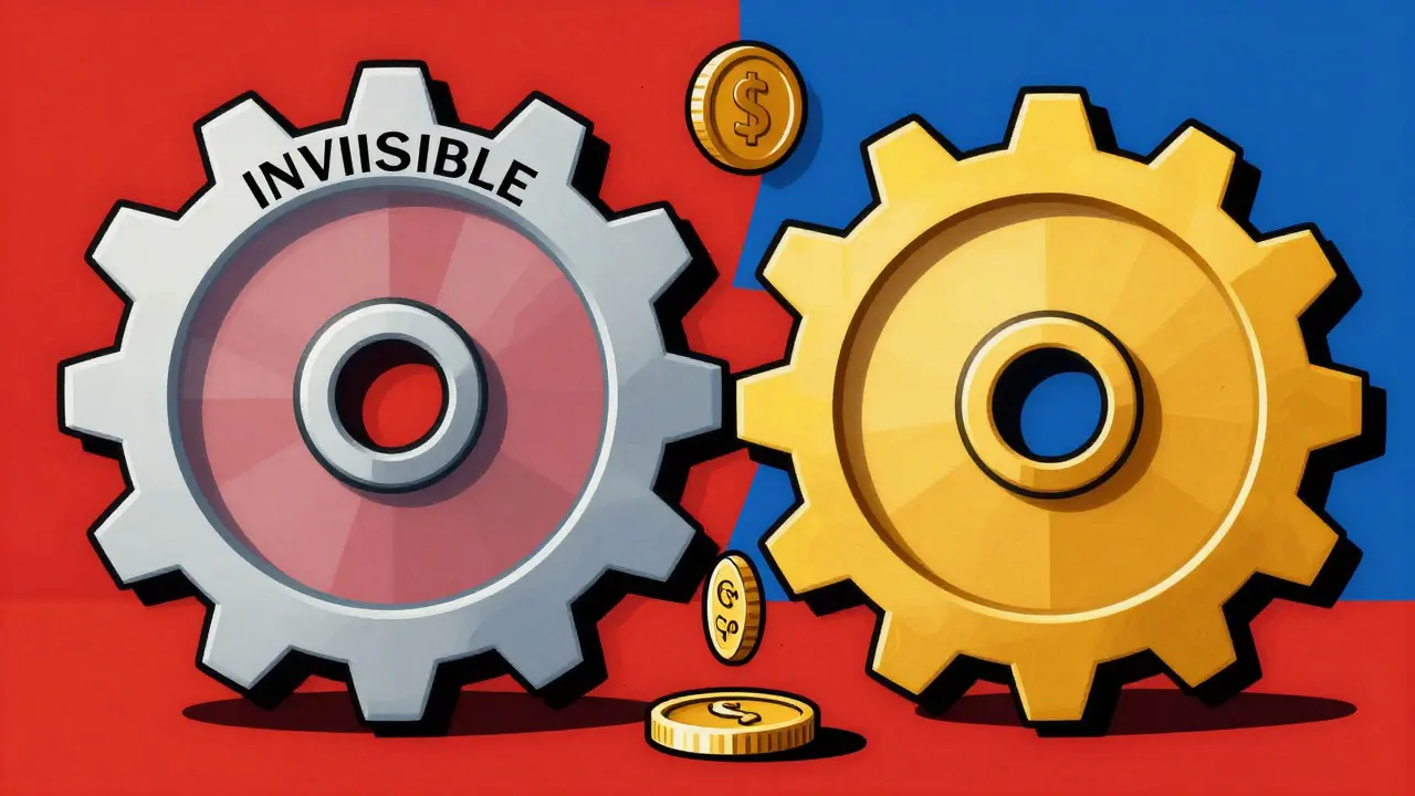 Abstract gears showing hidden trading spread costs in cryptocurrency