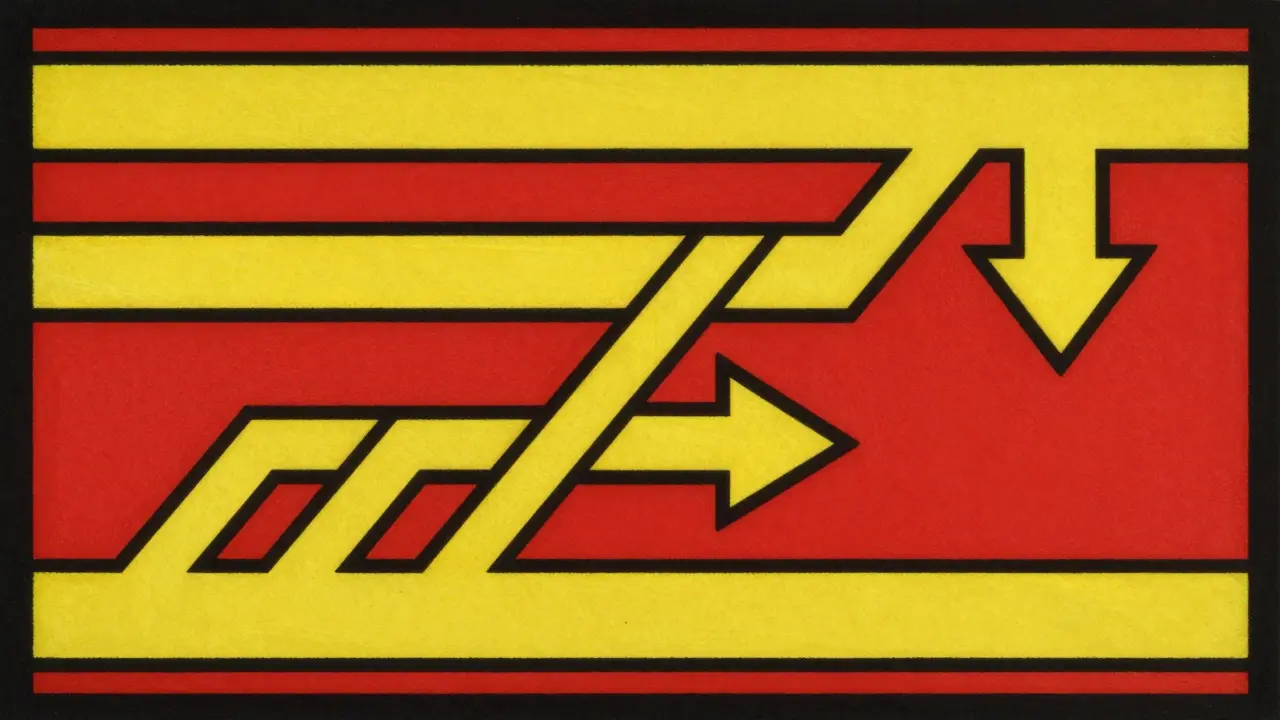 Constructivist art showing support and resistance levels with bouncing arrows