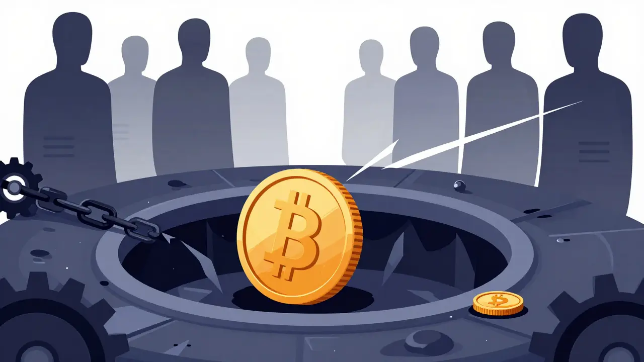 Constructivist illustration of coins falling into a trap, representing high fees and risk