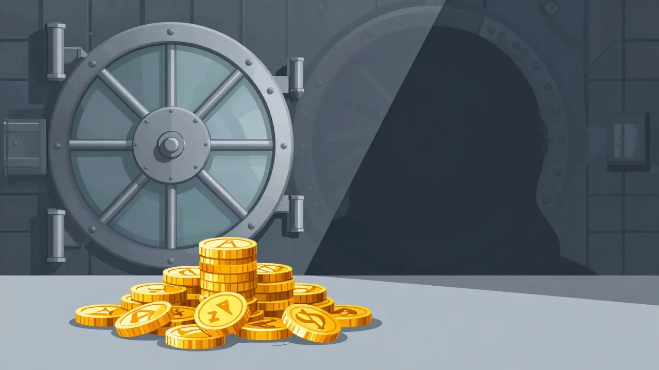 Small pile of coins vs giant vault shadow illustrating modest airdrop value