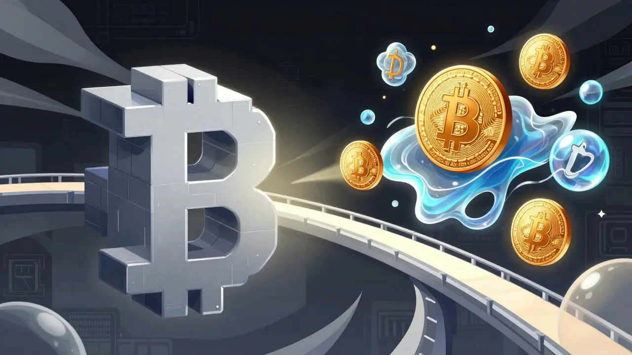 Abstract constructivist art depicting the balance between digital rubles and private crypto.