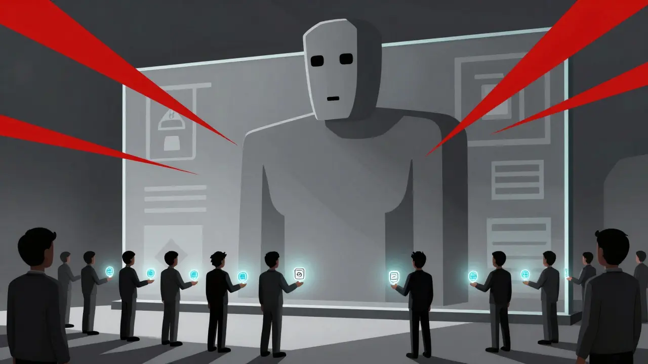 Abstract illustration of a faceless entity receiving digital tokens, symbolizing anonymous crypto management.