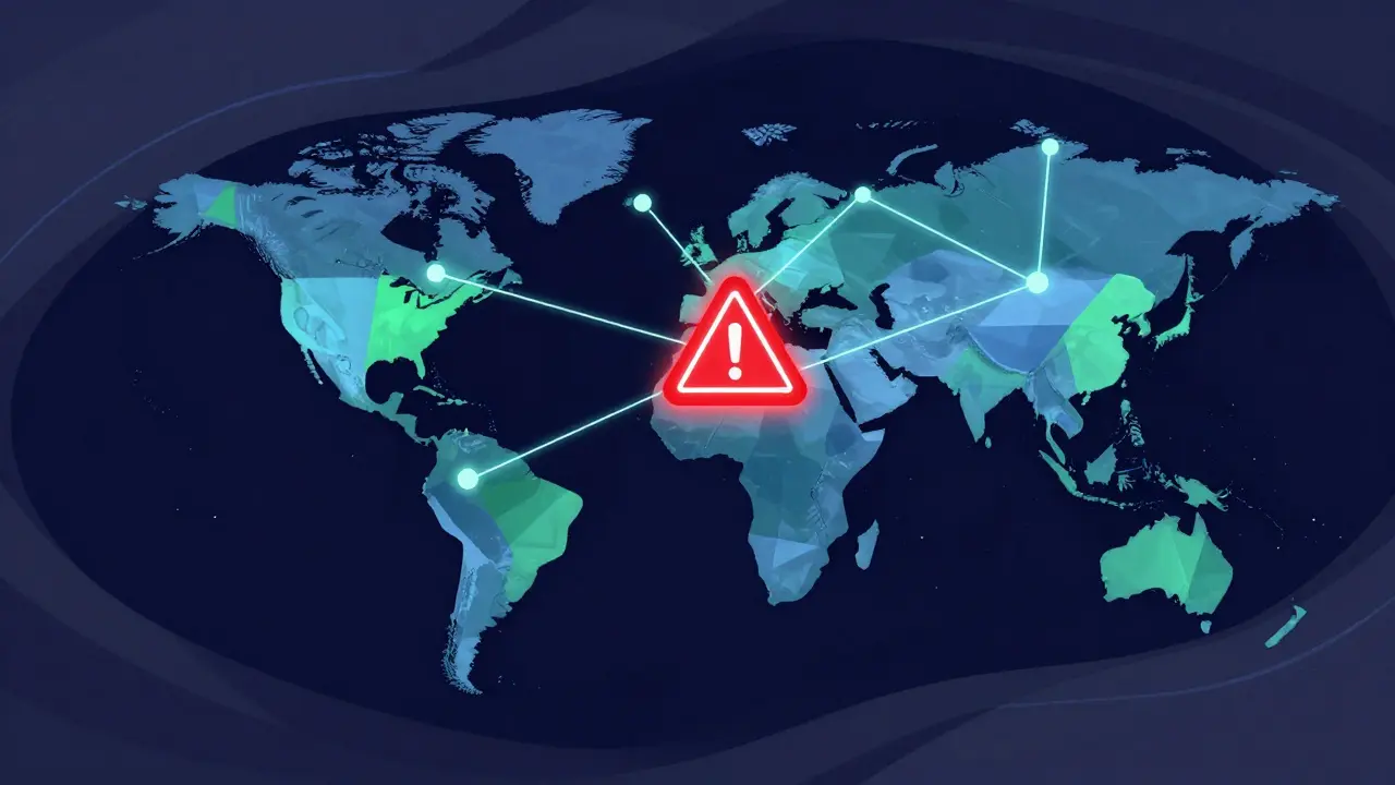 Abstract network nodes showing crypto enforcement