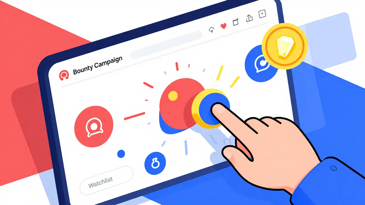 Geometric illustration of completing bounty tasks on a crypto platform