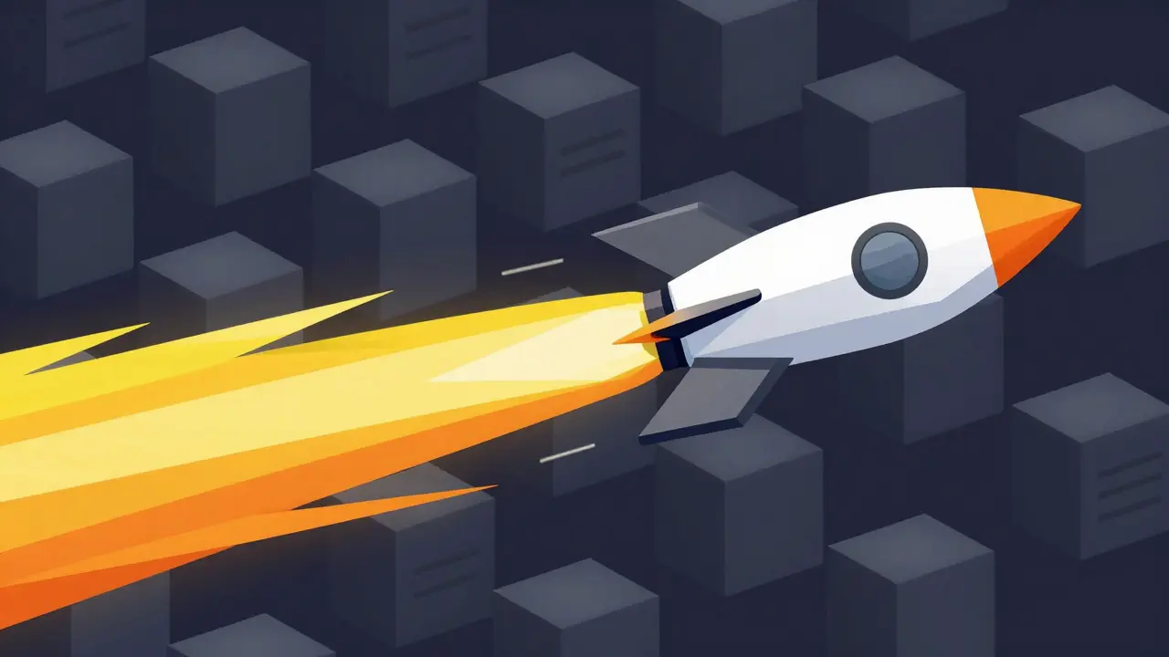 Geometric rocket speeding past slow blockchain blocks