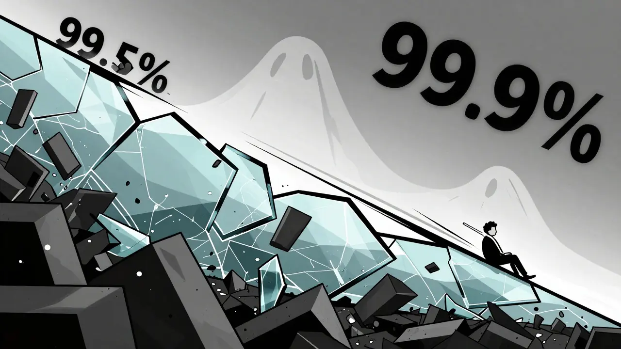 Steep jagged slope of shattered glass showing massive price decline