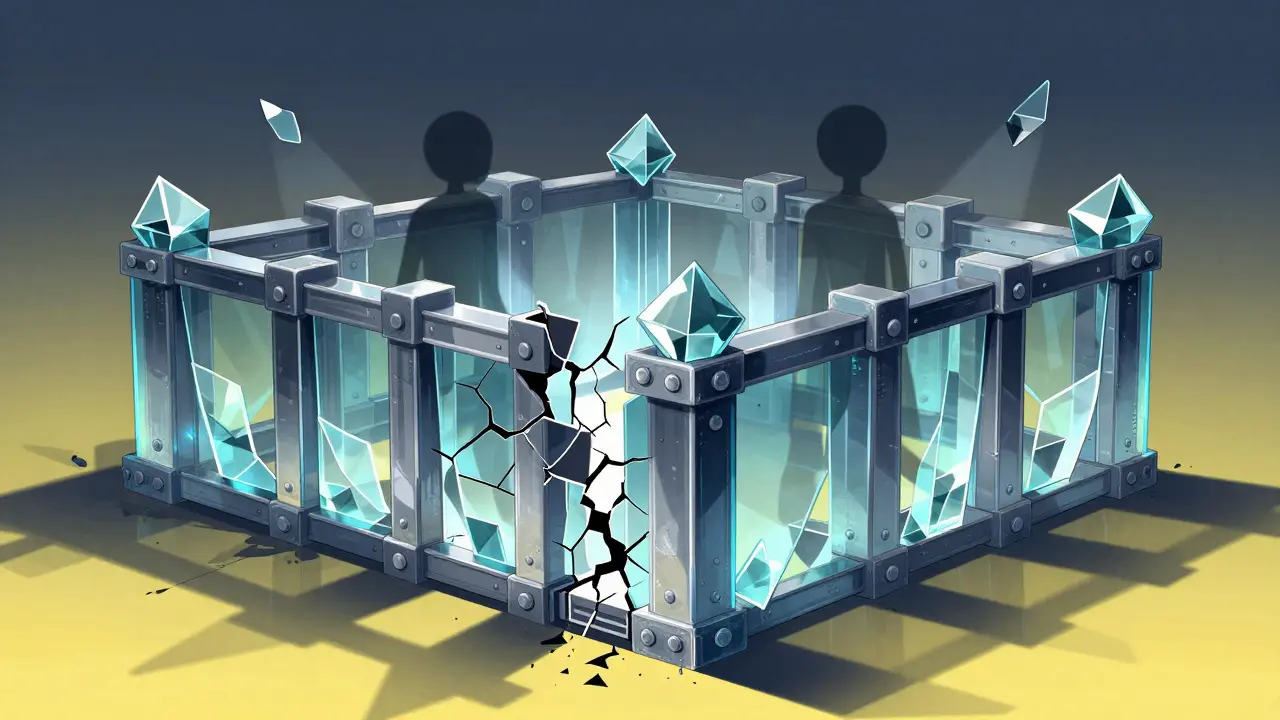Constructivist illustration of fragile security in decentralized finance tokens