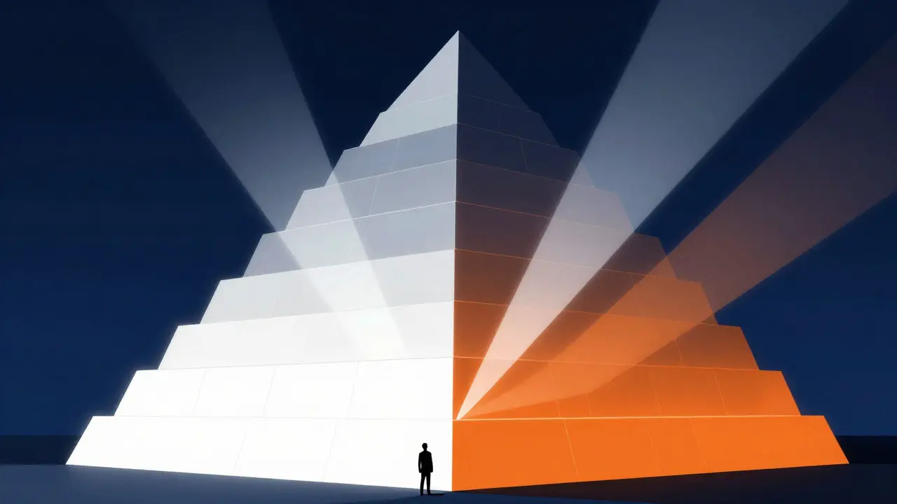 Constructivist pyramid visualizing current market cap versus future fully diluted valuation risks