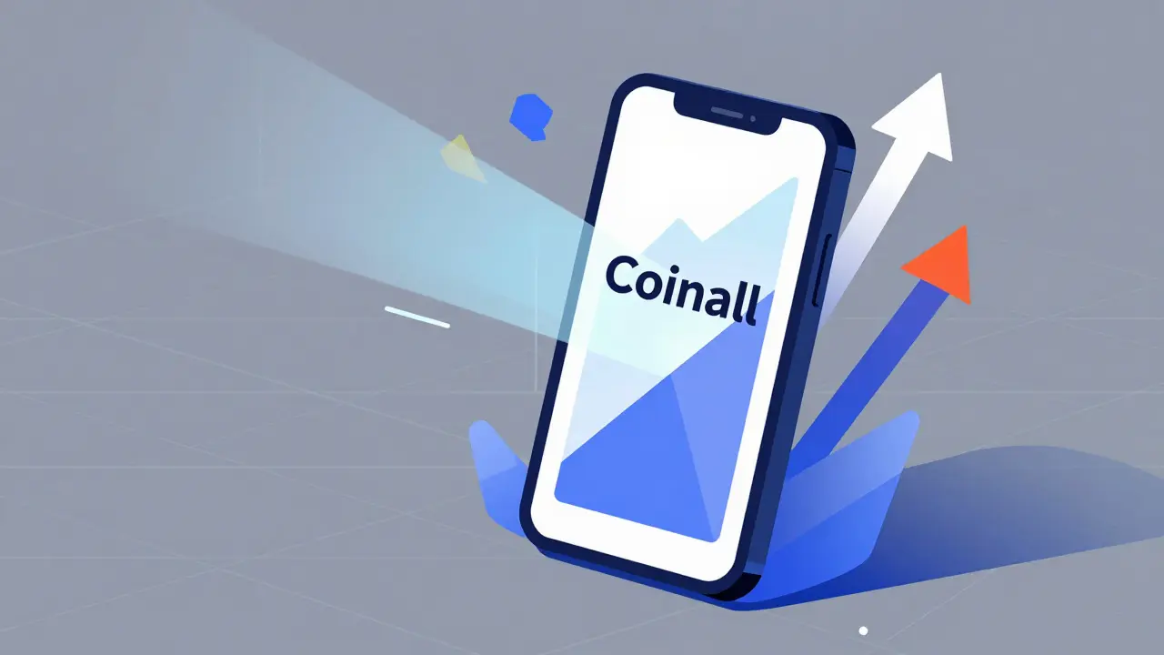 Stylized smartphone emitting geometric chart patterns in a modern illustrative style