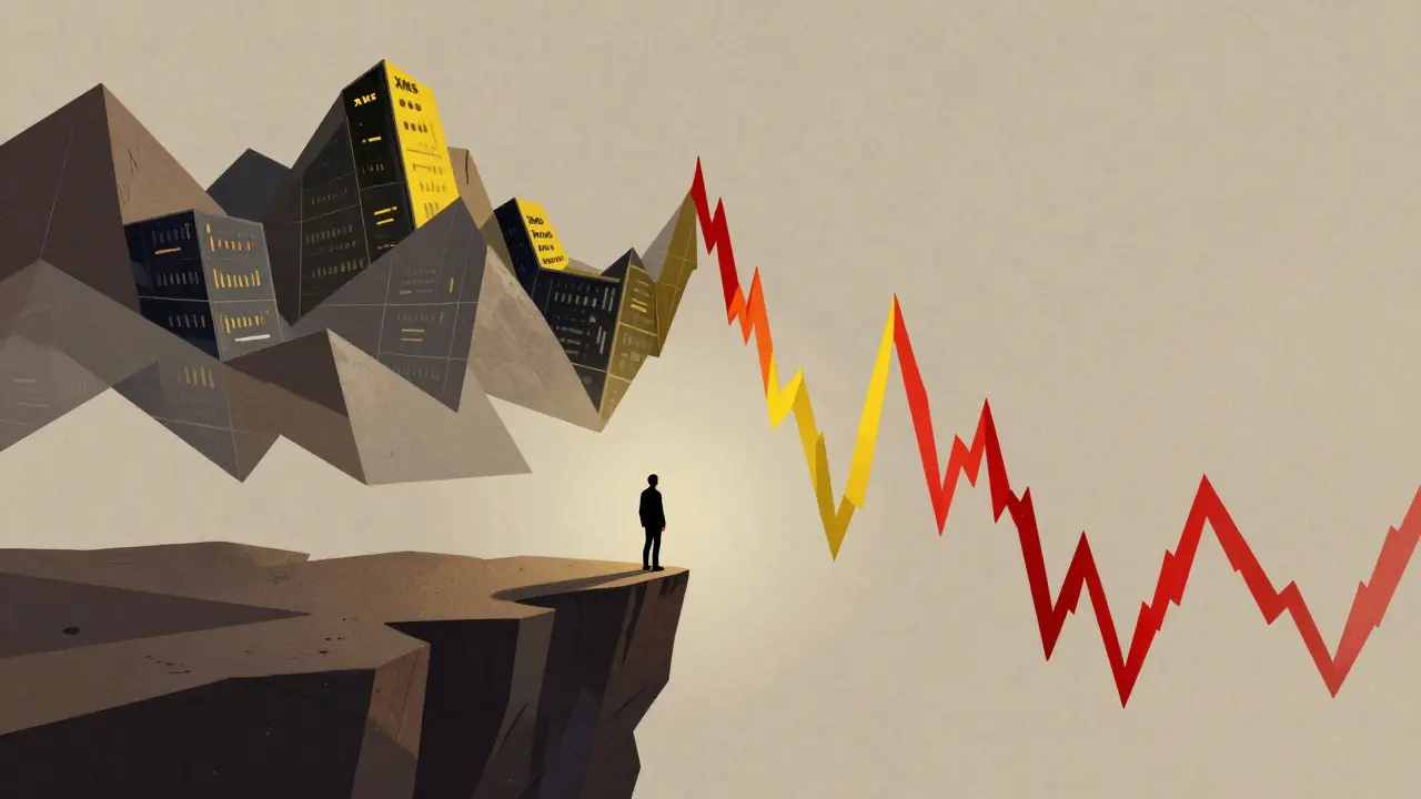 Abstract representation of XMS token volatility and risk