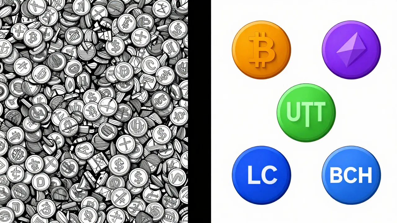 Comparison of chaotic multi-coin exchange versus Cryptal's simple five-coin focus