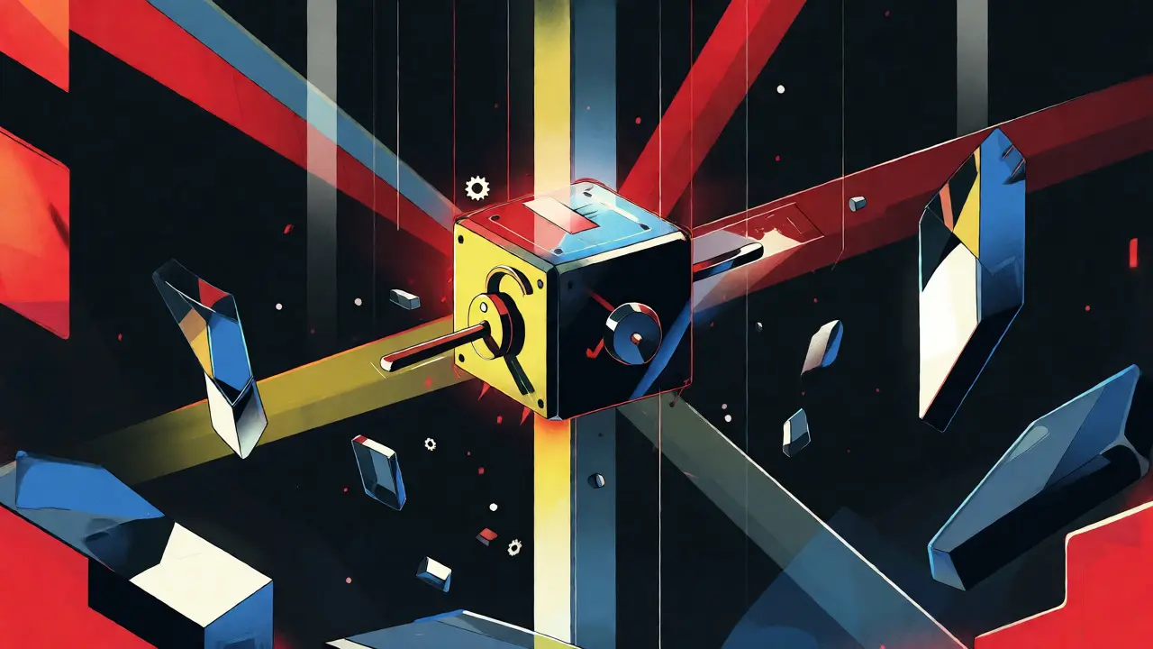 Abstract geometric vault representing zero-value REI token supply