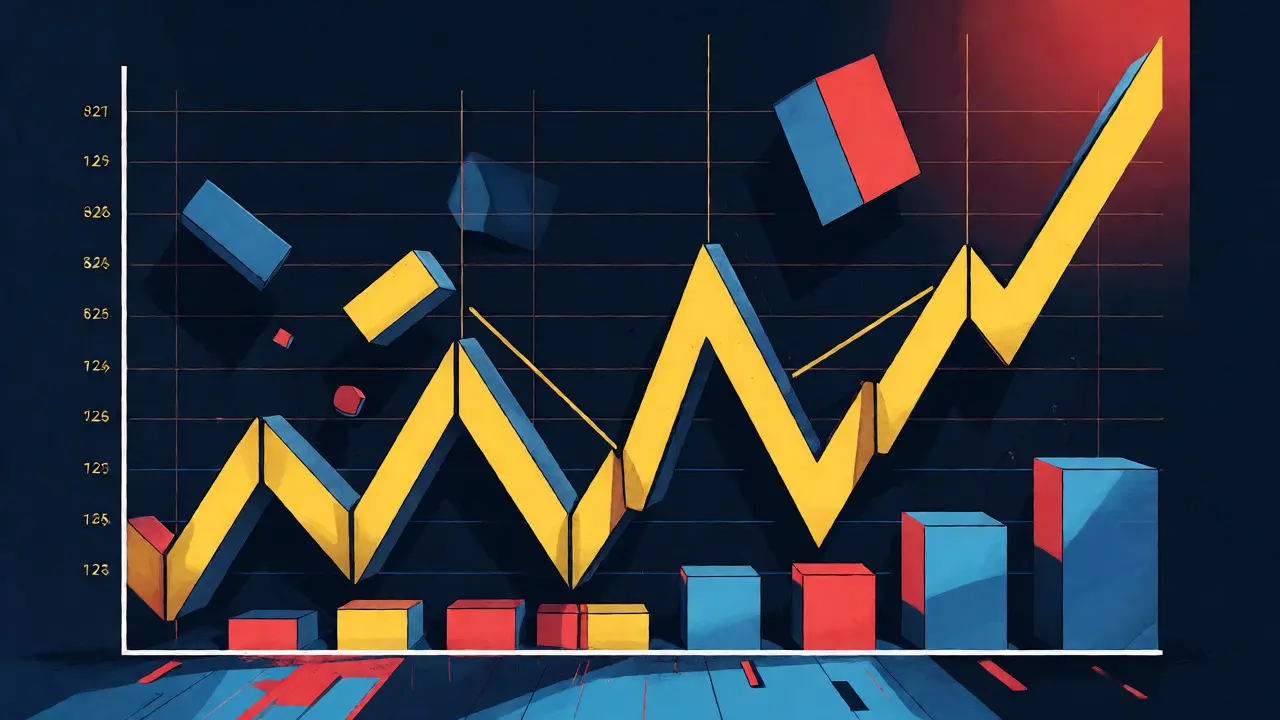 Abstract volatile price chart with unstable geometric blocks