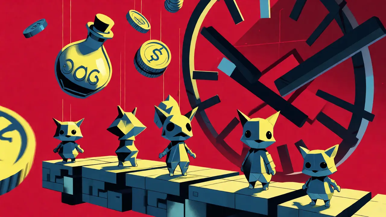 Geometric artwork showing Metamon NFTs receiving token and potion rewards