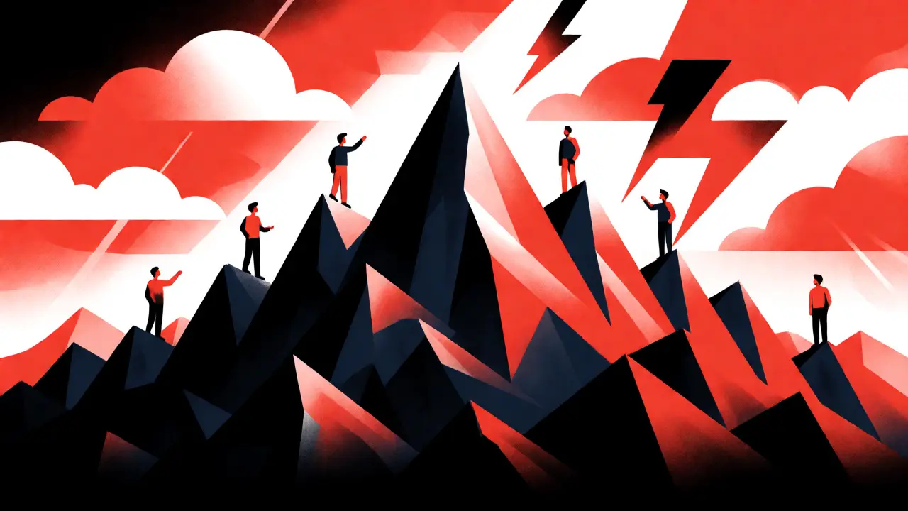 Jagged mountain range illustrating price volatility