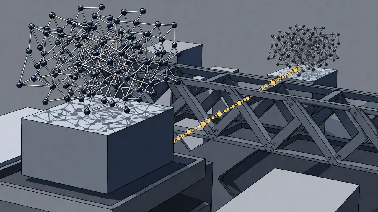 Abstract geometric diagram showing Kaia network bridging to Base chain.