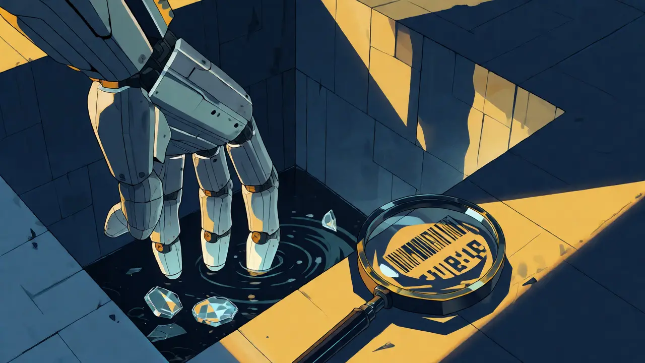 Abstract image of a hand reaching into a shallow liquidity pool, illustrating slippage risks and contract verification.