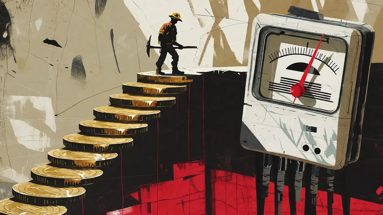 Metaphorical image of halving cutting revenue while electricity costs rise
